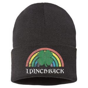 I Pinch Back Shamrock St. Patrick's Day Saint Paddys Rainbow Sustainable Knit Beanie