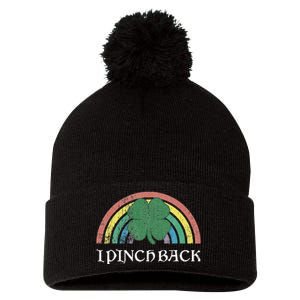 I Pinch Back Shamrock St. Patrick's Day Saint Paddys Rainbow Pom Pom 12in Knit Beanie