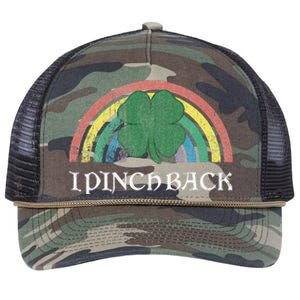 I Pinch Back Shamrock St. Patrick's Day Saint Paddys Rainbow Retro Rope Trucker Hat Cap