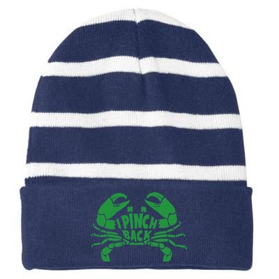 I Pinch Back Cancer Green Striped Beanie with Solid Band