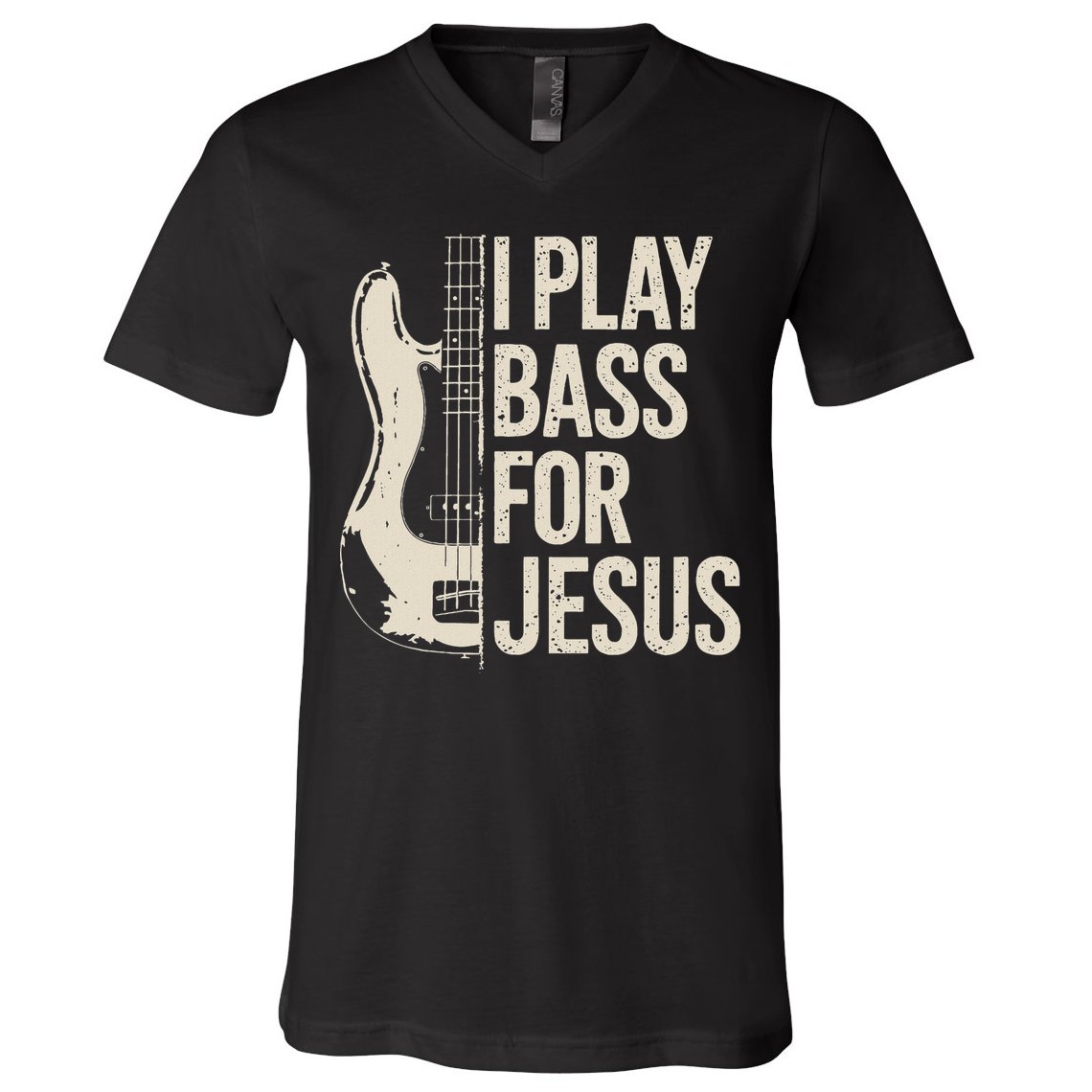 I Play Bass For Jesus Bass Guitar And Christian Bassist V-Neck T-Shirt