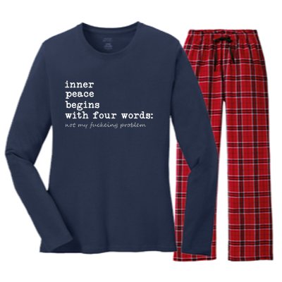 Inner Peace Begins With Four Words Women's Long Sleeve Flannel Pajama Set 