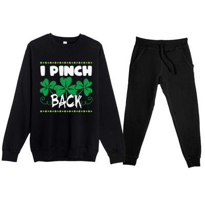 I Pinch Back Shamrock Funny St Patricks Day Premium Crewneck Sweatsuit Set