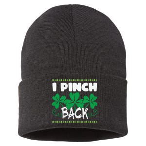 I Pinch Back Shamrock Funny St Patricks Day Sustainable Knit Beanie