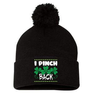 I Pinch Back Shamrock Funny St Patricks Day Pom Pom 12in Knit Beanie