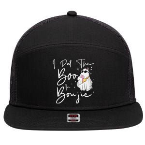 I Put Boo In Boujie Funny Halloween Boujee Cute Boo 7 Panel Mesh Trucker Snapback Hat