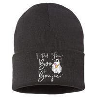 I Put Boo In Boujie Funny Halloween Boujee Cute Boo Sustainable Knit Beanie