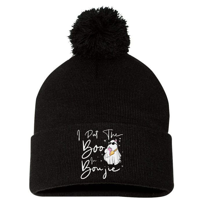 I Put Boo In Boujie Funny Halloween Boujee Cute Boo Pom Pom 12in Knit Beanie