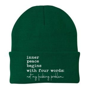 Inner Peace Begins With Four Words Knit Cap Winter Beanie