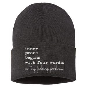 Inner Peace Begins With Four Words Sustainable Knit Beanie