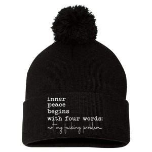 Inner Peace Begins With Four Words Pom Pom 12in Knit Beanie