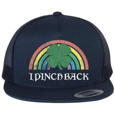 I Pinch Back Shamrock St. Patrick's Day Saint Paddys Rainbow Flat Bill Trucker Hat