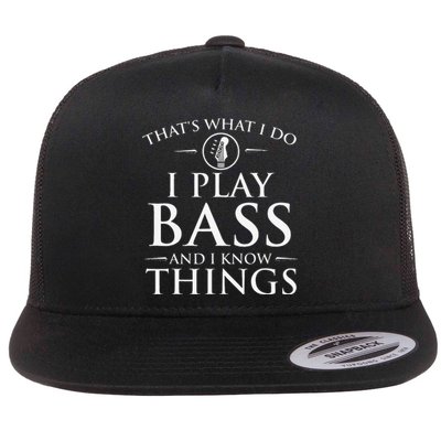 I Play Bass And I Know Things Bassist Guitar Guitarist  Flat Bill Trucker Hat