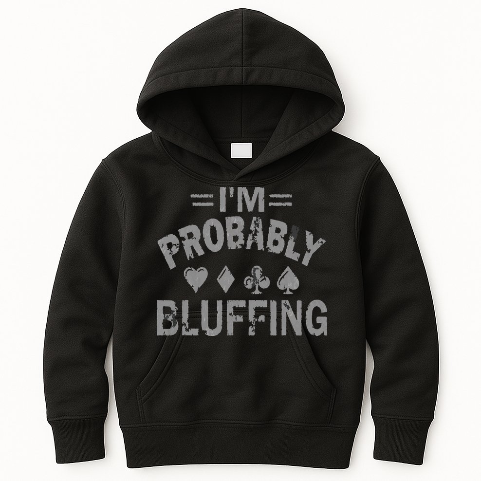 I'm Probably Bluffing Poker Distressed Gambling Cards Kids Hoodie