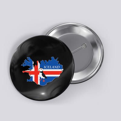 Iceland Puffin Bird And Atlantic Card Button