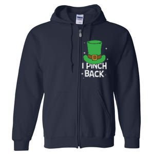 I Pinch Back Leprechaun St Patricks Day Full Zip Hoodie