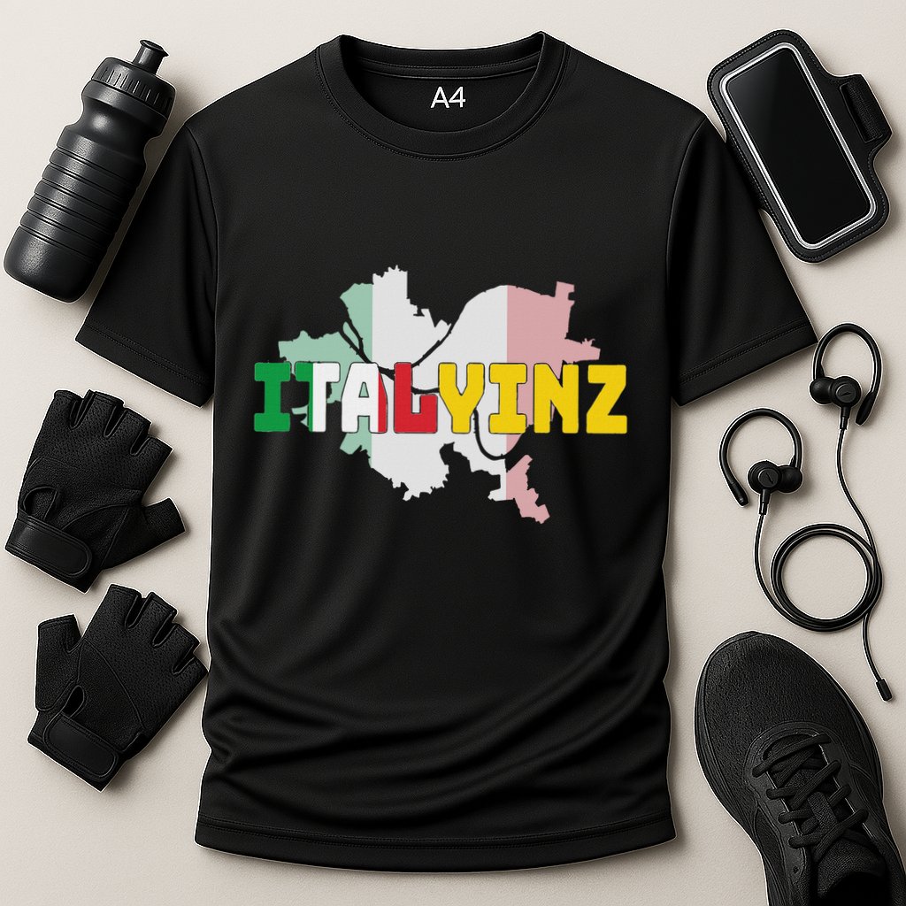 Italyinz Pittsburgh Black And Gold Italian Flag Cooling Performance Crew T-Shirt
