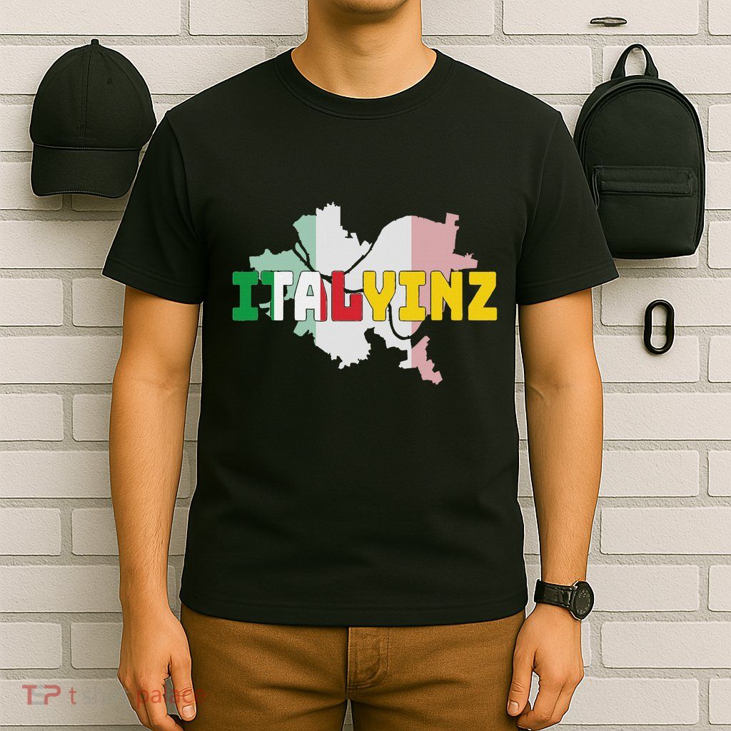 Italyinz Pittsburgh Black And Gold Italian Flag T-Shirt