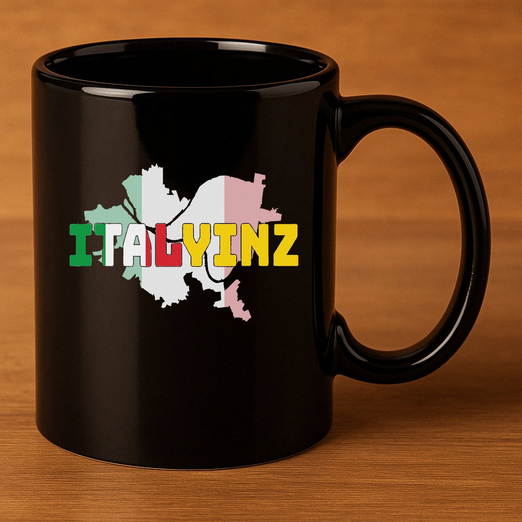 Italyinz Pittsburgh Black And Gold Italian Flag 11oz C Handle Ceramic Mug