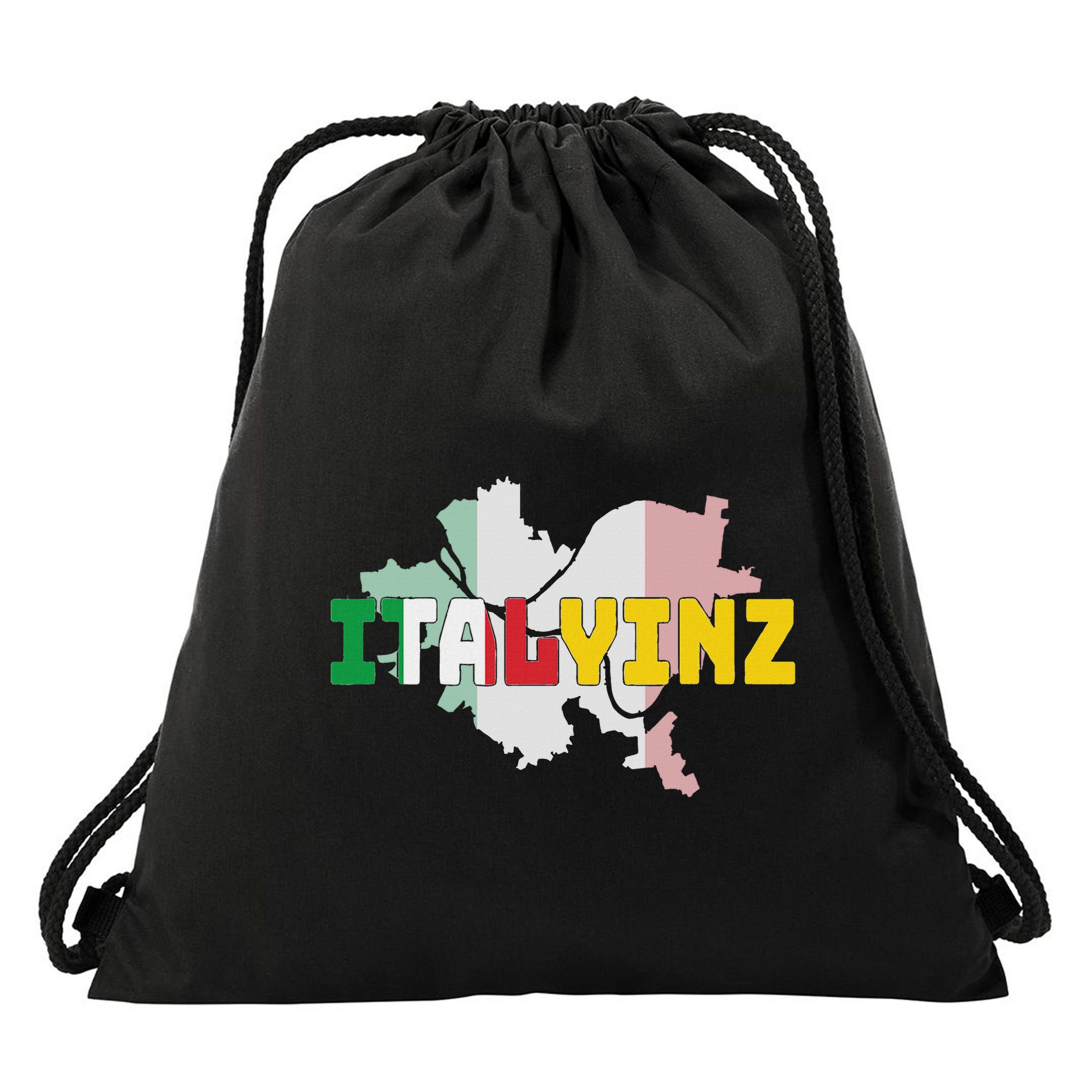 Italyinz Pittsburgh Black And Gold Italian Flag Drawstring Bag