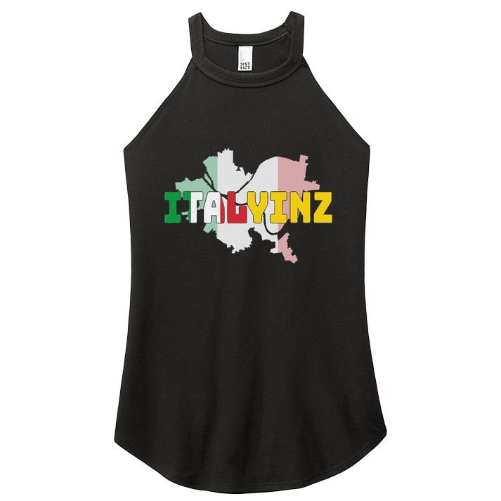 Italyinz Pittsburgh Black And Gold Italian Flag Women's Perfect Tri Rocker Tank
