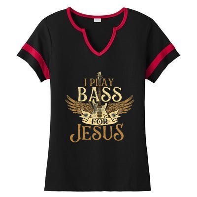 I Play Bass For Jesus Bassist Musician Bass Guitar Music Ladies Halftime Notch Neck Tee