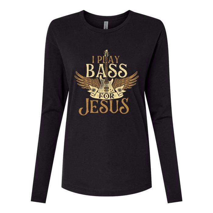 I Play Bass For Jesus Bassist Musician Bass Guitar Music Womens Cotton Relaxed Long Sleeve T-Shirt