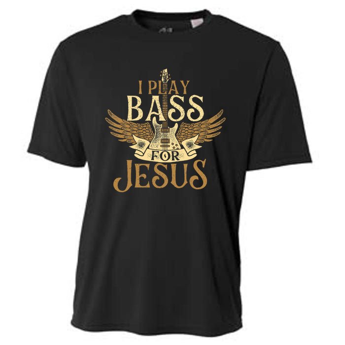 I Play Bass For Jesus Bassist Musician Bass Guitar Music Cooling Performance Crew T-Shirt