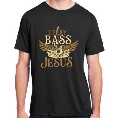 I Play Bass For Jesus Bassist Musician Bass Guitar Music Adult ChromaSoft Performance T-Shirt