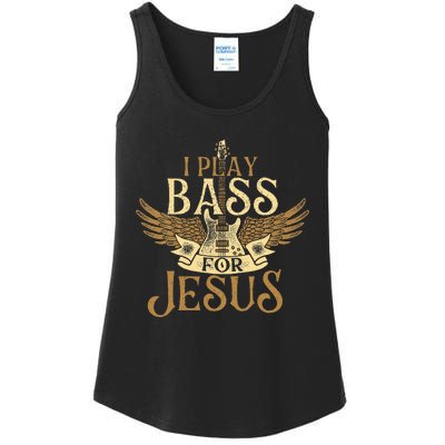 I Play Bass For Jesus Bassist Musician Bass Guitar Music Ladies Essential Tank