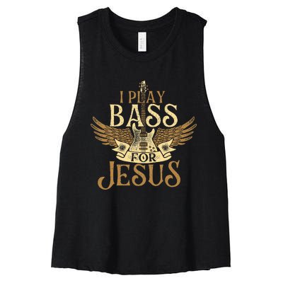 I Play Bass For Jesus Bassist Musician Bass Guitar Music Women's Racerback Cropped Tank