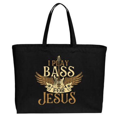 I Play Bass For Jesus Bassist Musician Bass Guitar Music Cotton Canvas Jumbo Tote