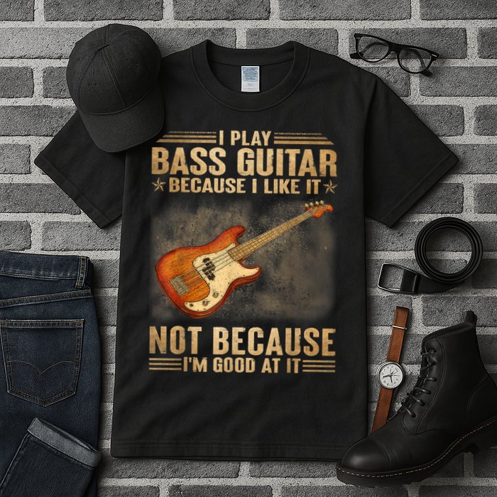 I Play Bass Guitar Because I Like It Not Because I'm Good At Tall T-Shirt
