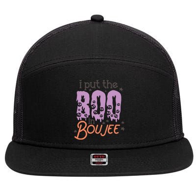 I Put Boo In Boujee Skulls Cute Halloween Costumes Gift 7 Panel Mesh Trucker Snapback Hat