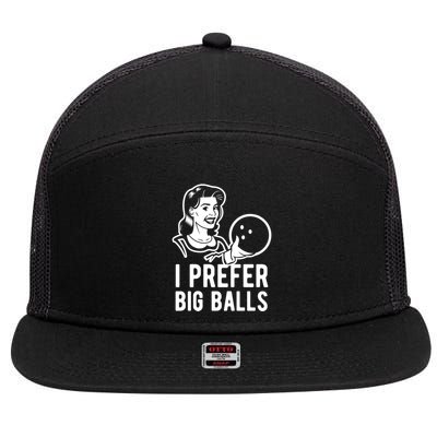 I Prefer Big Balls Funny Bowling Bowlers Gift Retro Gift 7 Panel Mesh Trucker Snapback Hat