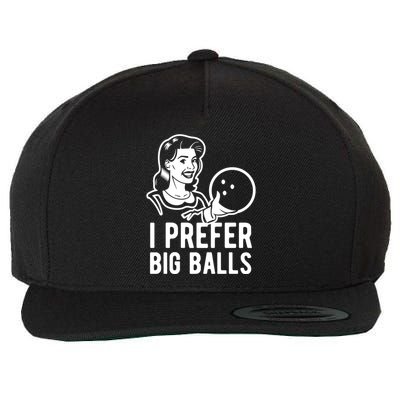 I Prefer Big Balls Funny Bowling Bowlers Gift Retro Gift Wool Snapback Cap