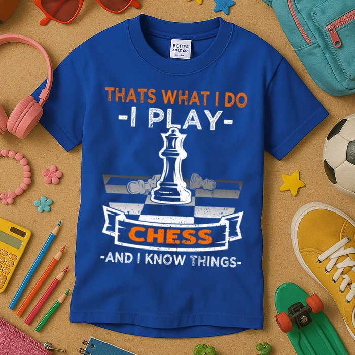 I Play Chess And I Know Things Chess Player Chess Board Meaningful Gift Kids T-Shirt