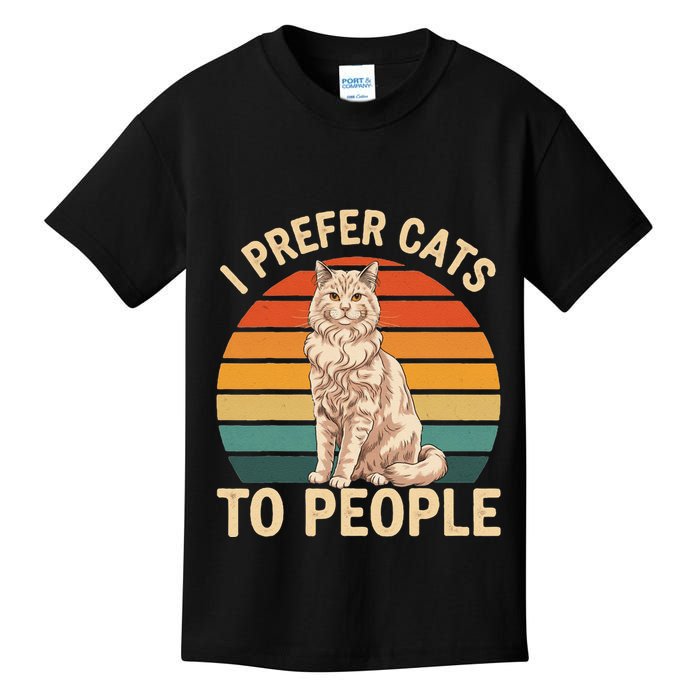 I Prefer Cats To People Funny Laperm Introvert Cat Owner Kids T-Shirt
