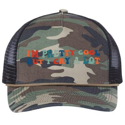 I'm Pretty Cool But I Cry A Lot Funny Vintage Retro Rope Trucker Hat Cap