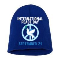 International Peace Day Earth World Peace Day Lover Graphic Gift Short Acrylic Beanie