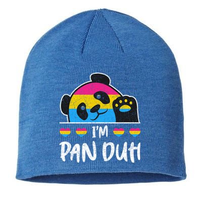 Im Pan Duh Cute Animal Panda Pansexual Flag Queer Pansexual Cute Gift Sustainable Beanie