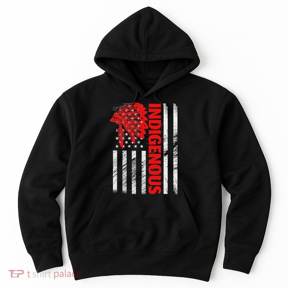 Indigenous Peoples Day Distressed Headdress Usa Flag Hoodie