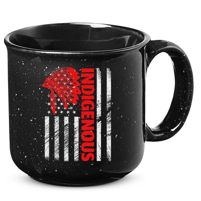 Indigenous Peoples Day Distressed Headdress Usa Flag 15oz Campfire Ceramic Mug