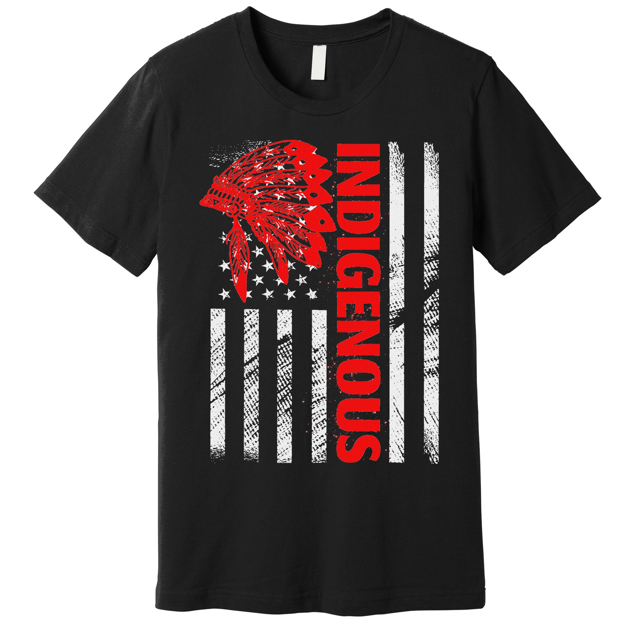 Indigenous Peoples Day Distressed Headdress Usa Flag Premium T-Shirt