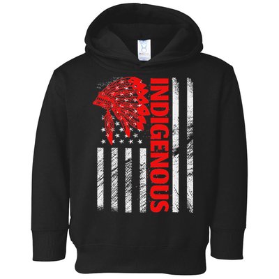 Indigenous Peoples Day Distressed Headdress Usa Flag Toddler Hoodie