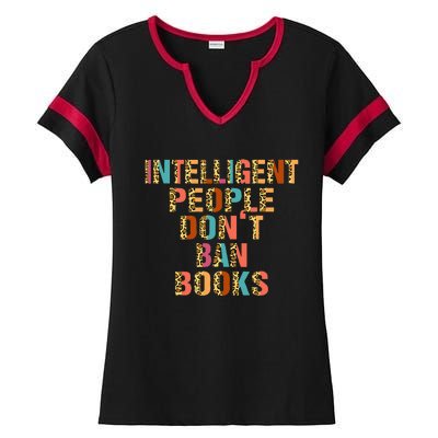 Intelligent People Don't Ban Books Reading Bookish Librarian Ladies Halftime Notch Neck Tee