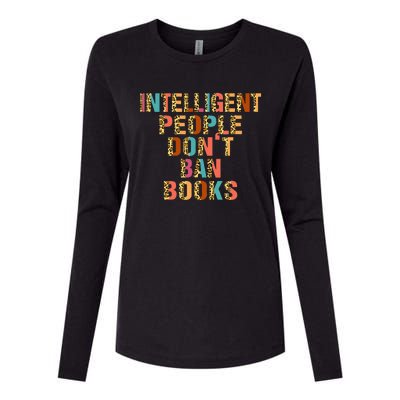 Intelligent People Don't Ban Books Reading Bookish Librarian Womens Cotton Relaxed Long Sleeve T-Shirt