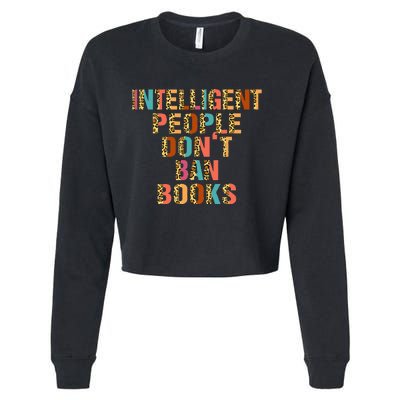 Intelligent People Don't Ban Books Reading Bookish Librarian Cropped Pullover Crew