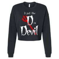 I Put D In Devil Halloween Matching Couple Boyfriend Cropped Pullover Crew