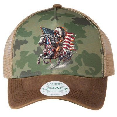 Indigenous Peoples Day 4th Of July Native American Day Flag Indian Riding Horse Legacy Tie Dye Trucker Hat